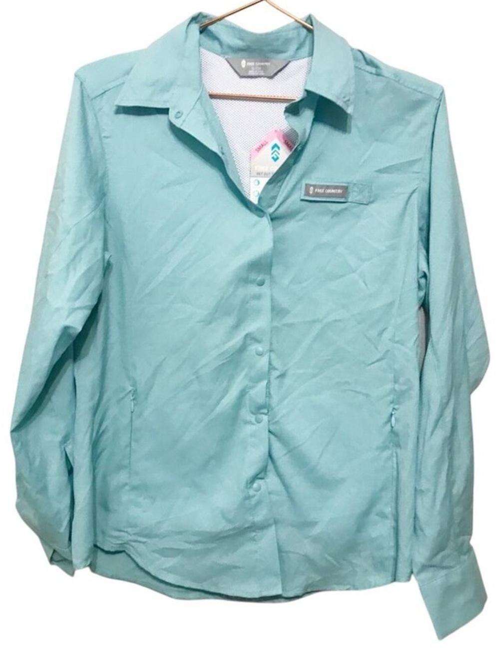 Free Country Women's Light Aqua Button-Front Utility Jacket
